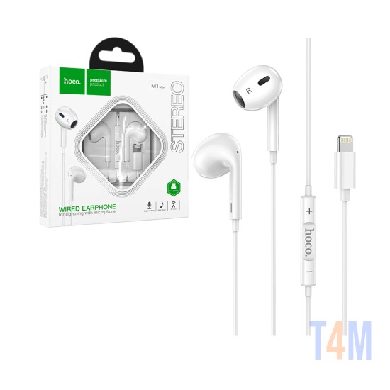 Auscultadores Hoco M1 Max Crystal para Cabo Lightning com Microfone 1,2m Branco